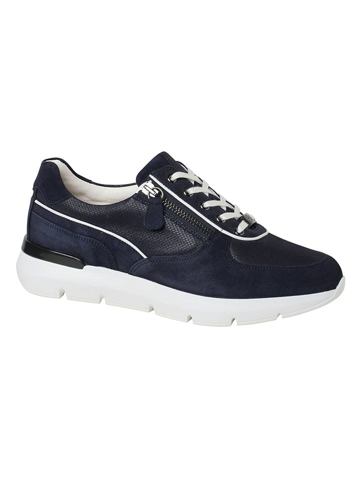 Leder-Sneakers in Dunkelblau