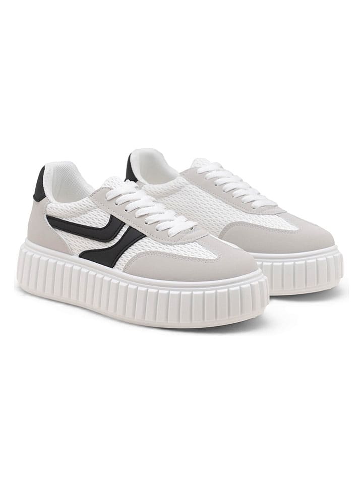 Sneakersy w kolorze biało-szarym