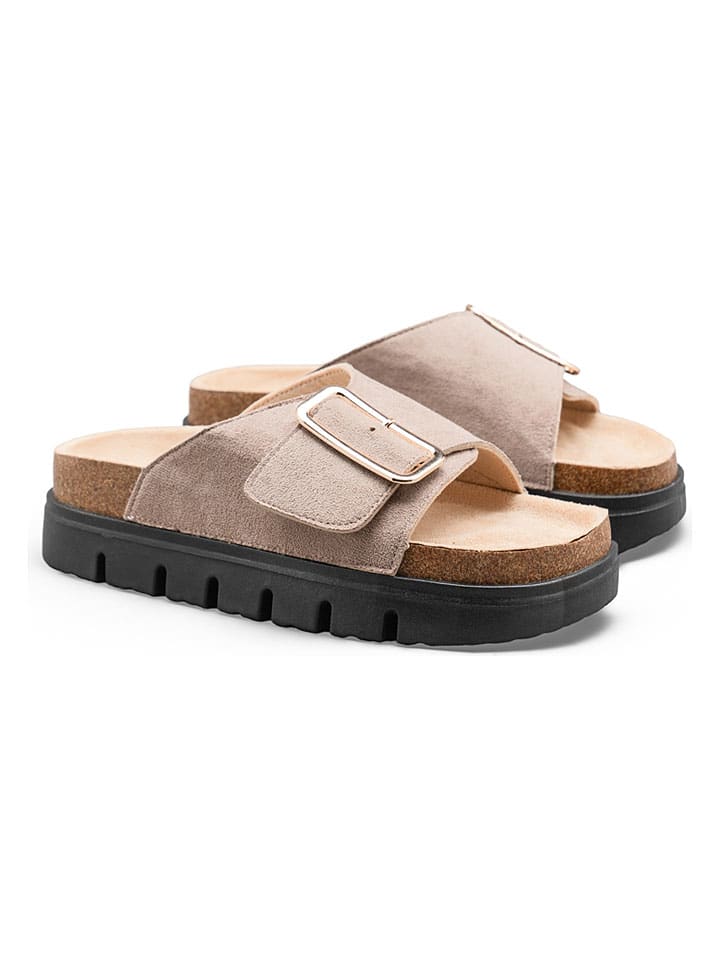 Pantoletten in Taupe