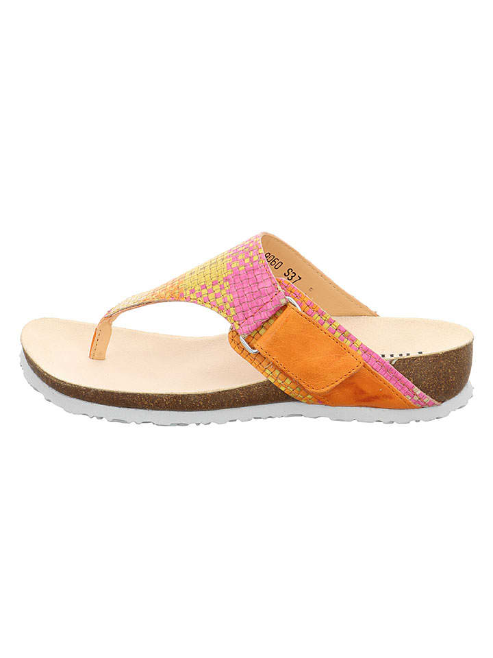 Leder-Zehentrenner "Julia" in Gelb/ Orange/ Pink