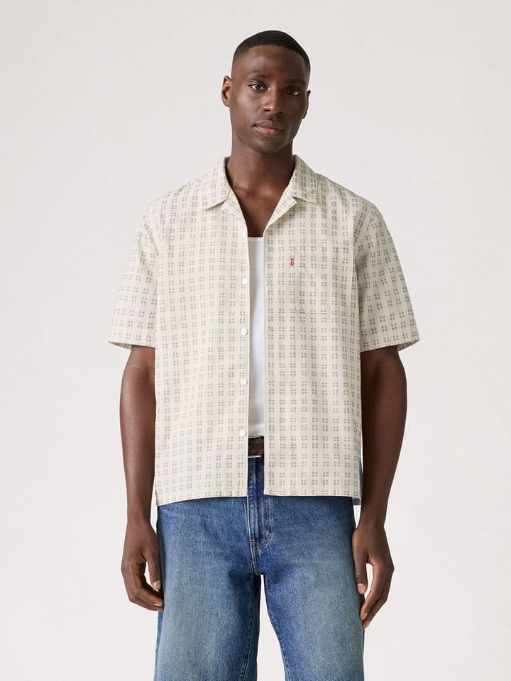 Hemd in Beige/ Schwarz