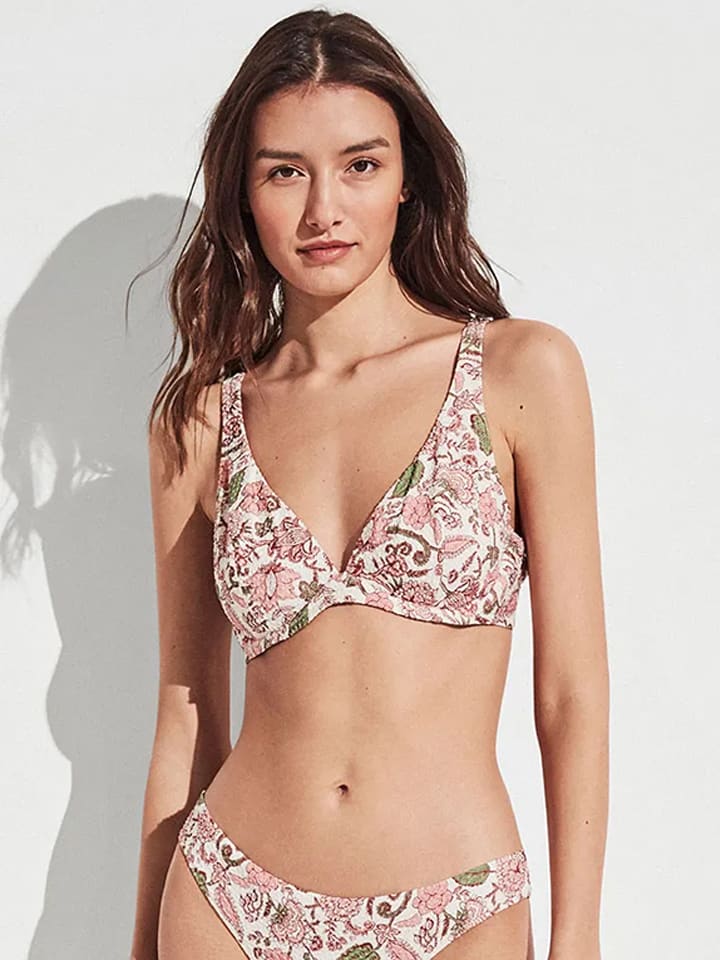 Bikini-Oberteil in Rosa/ Creme
