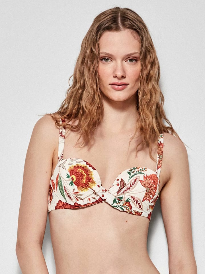 Bikini-Oberteil in Creme/ Orange