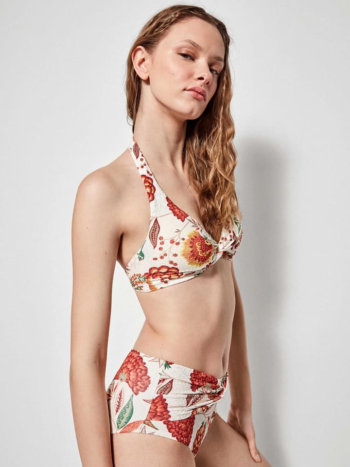 Bikini-Hose in Creme/ Orange