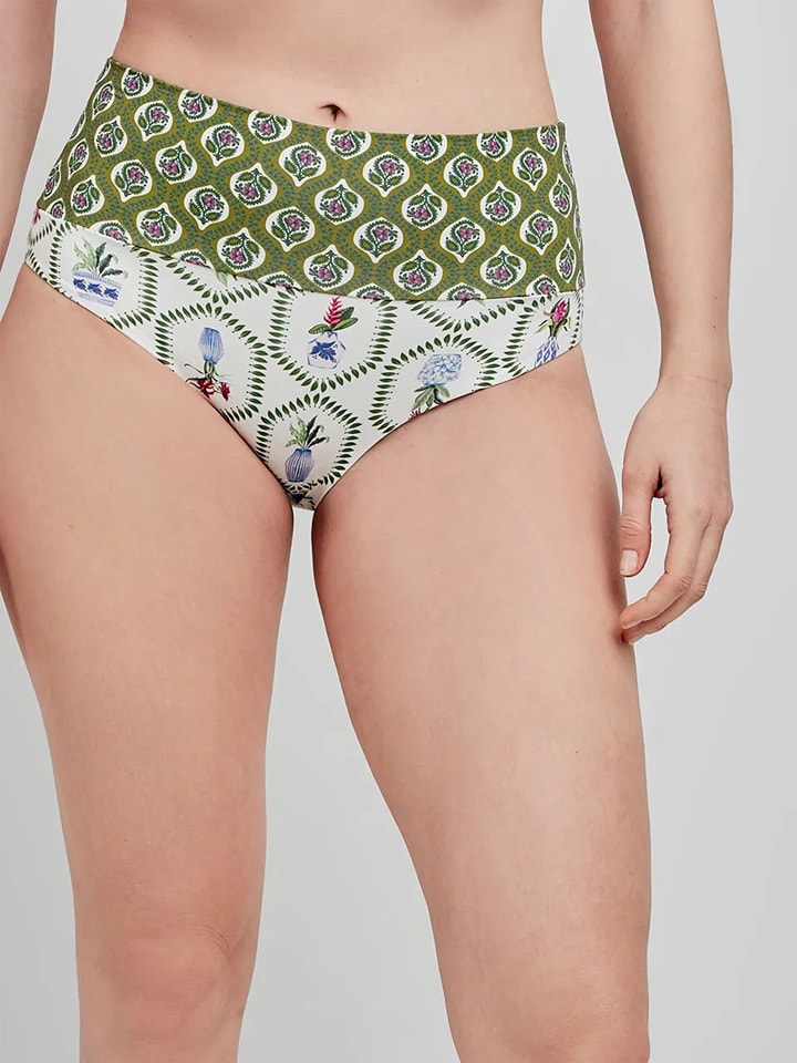 Figi bikini w kolorze zielono-białym