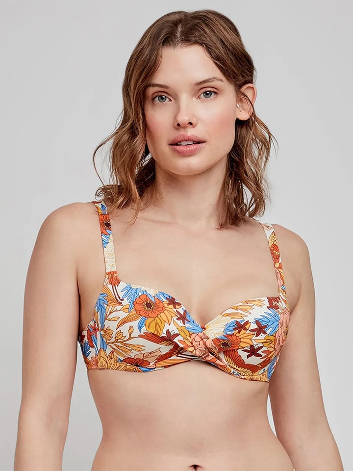 Bikini-Oberteil in Apricot/ Hellblau