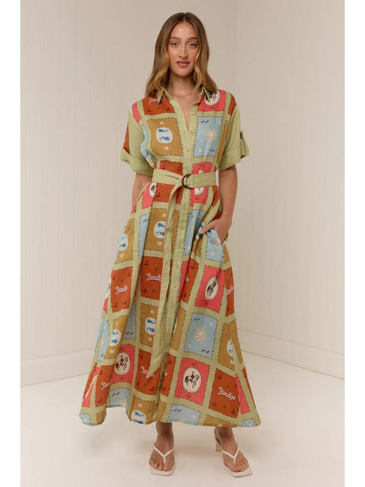 Kleid in Grün/ Orange