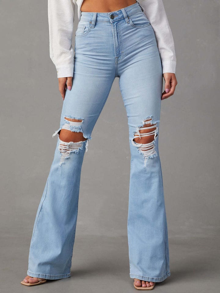 Jeans - Flare fit - in Hellblau