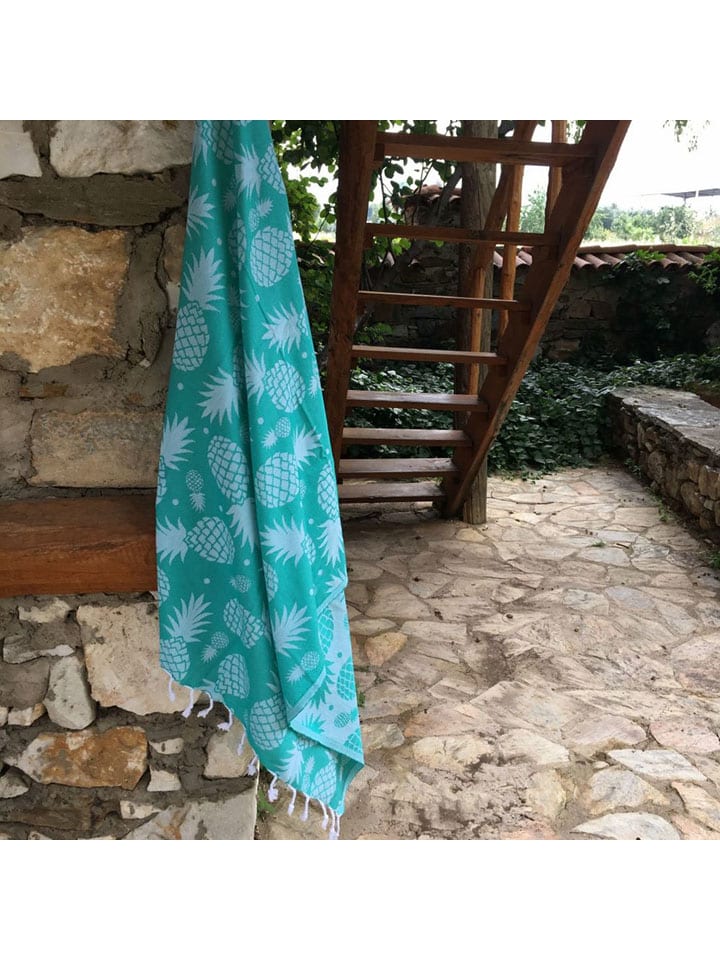 Fouta "Ananas" w kolorze turkusowym