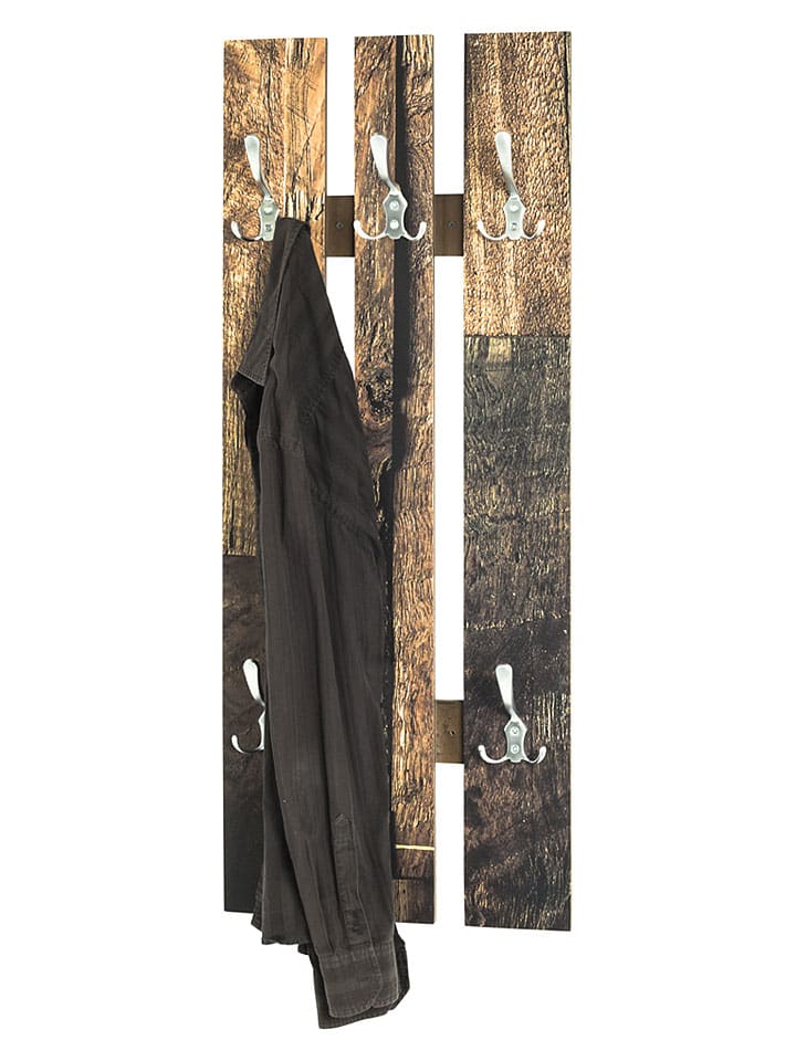 Wandgarderobe "Parkett" in Hellbraun/ Silber - (B)40 x (H)100 x (T)9 cm