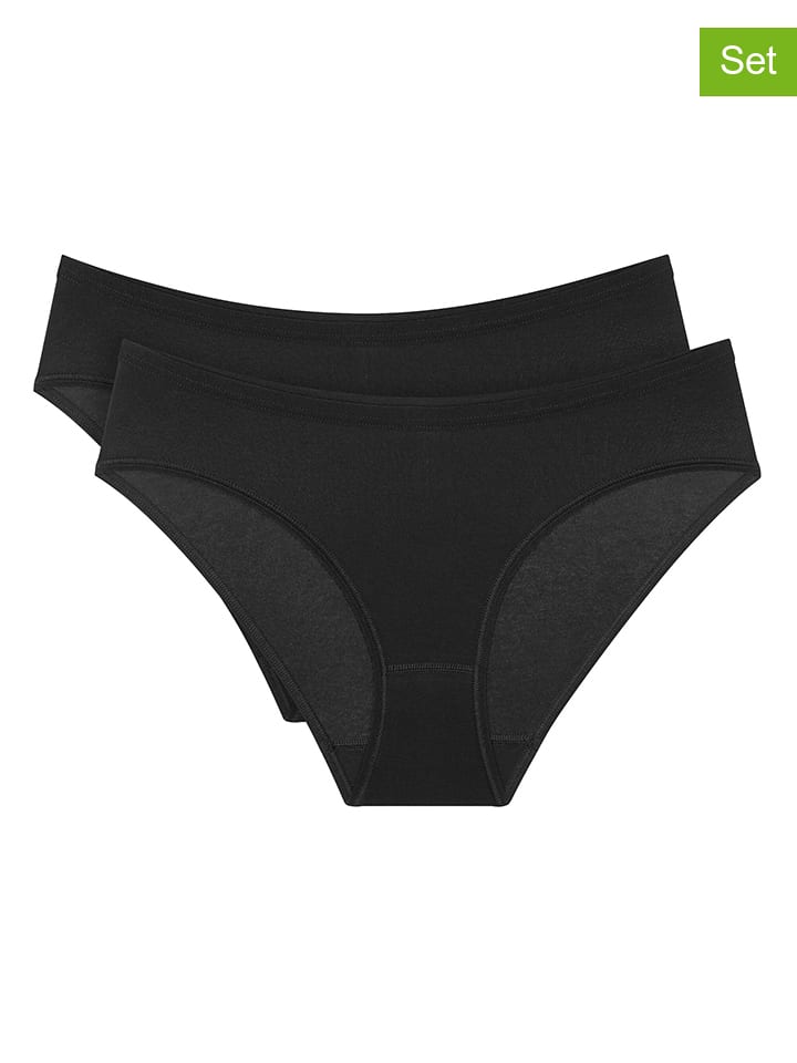 Figi (2 pary) "Feel Of Cotton" w kolorze czarnym