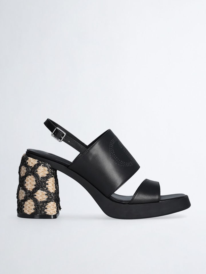 Leder-Sandaletten in Schwarz