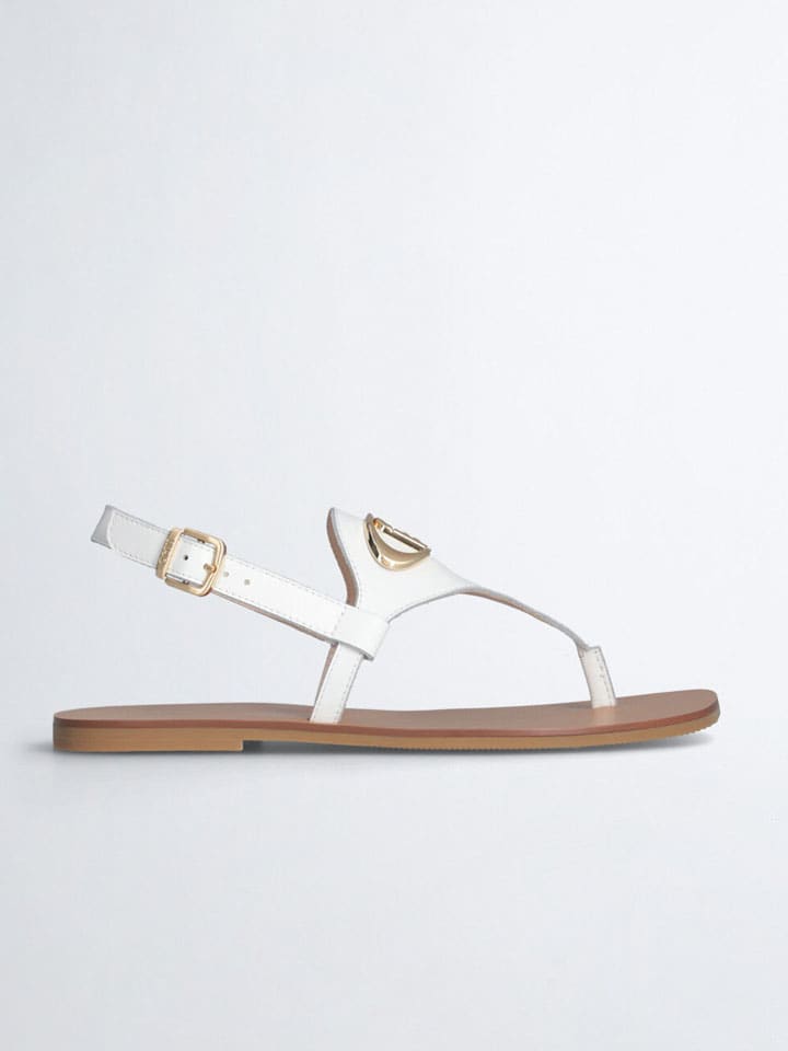 Leren teensandalen wit