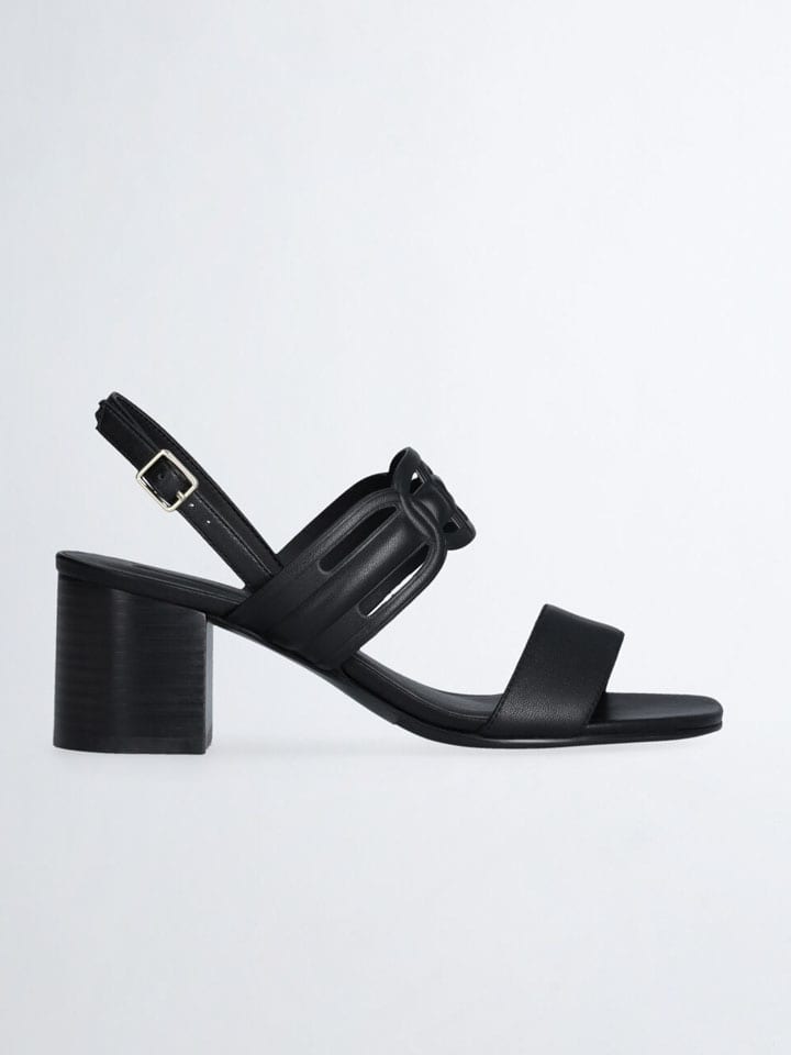 Leren haksandalen zwart
