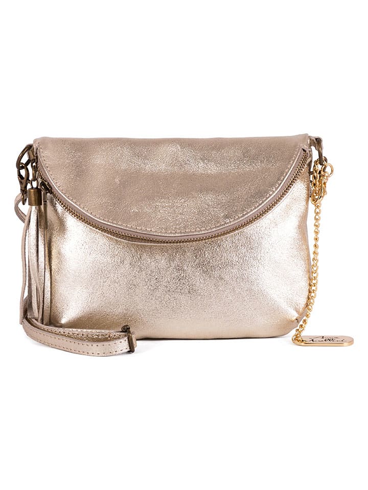 Leder-Umhängetasche "Beverly" in Gold - (B)22 x (H)18 x (T)2 cm