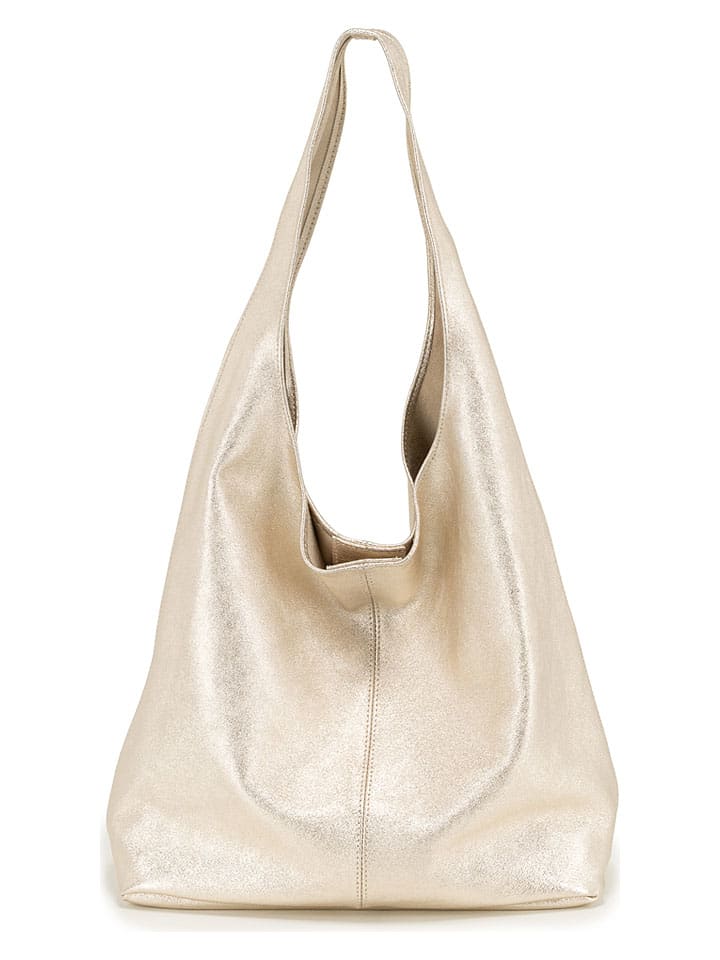 Skórzany shopper bag "Terracina" w kolorze złotym - 32 x 32 x 16 cm