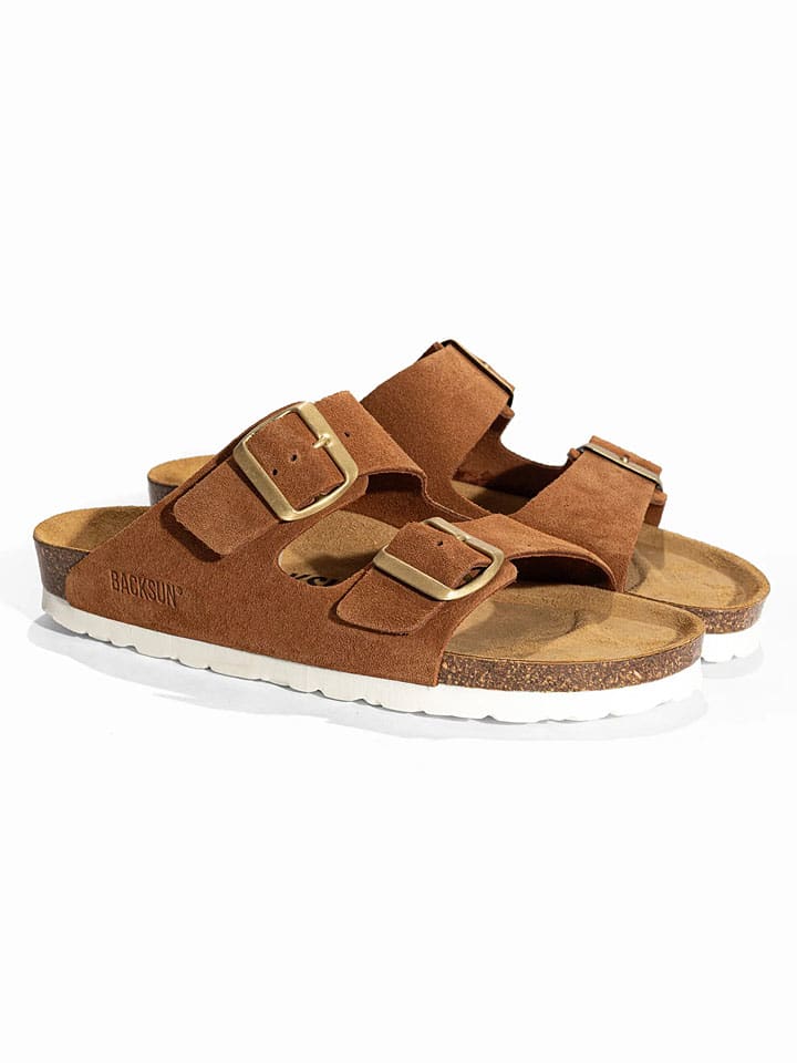 Leren slippers "Bali" lichtbruin