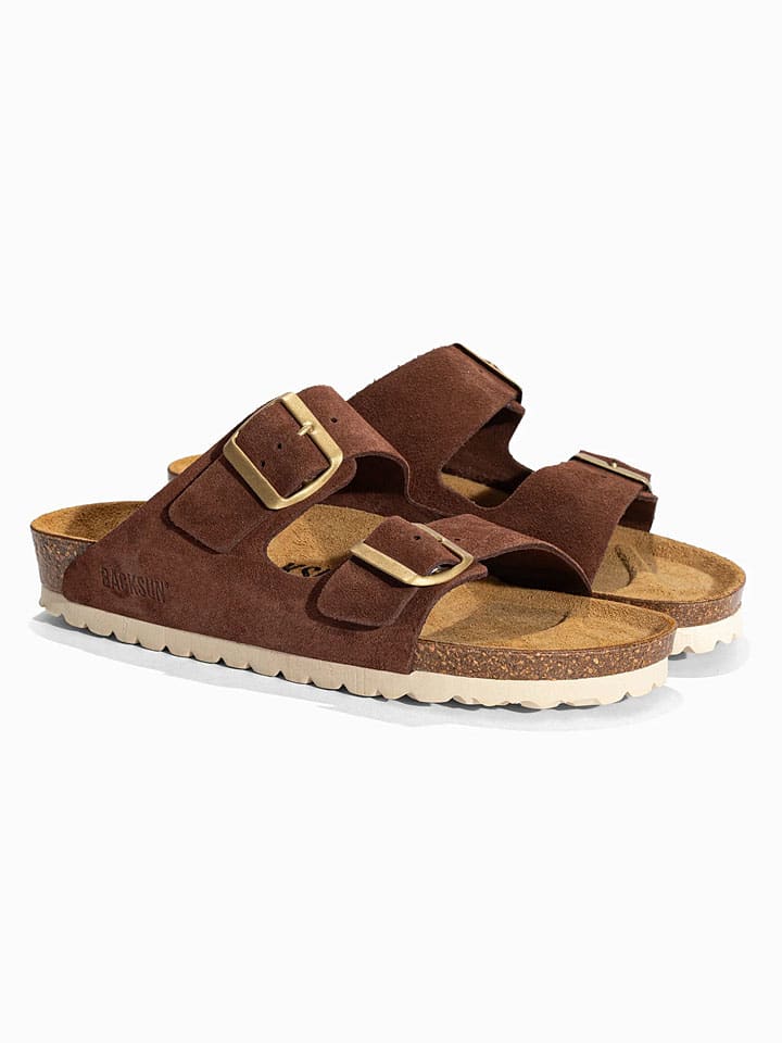 Leren slippers "Bali" bruin
