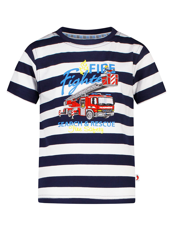 Shirt wit/donkerblauw