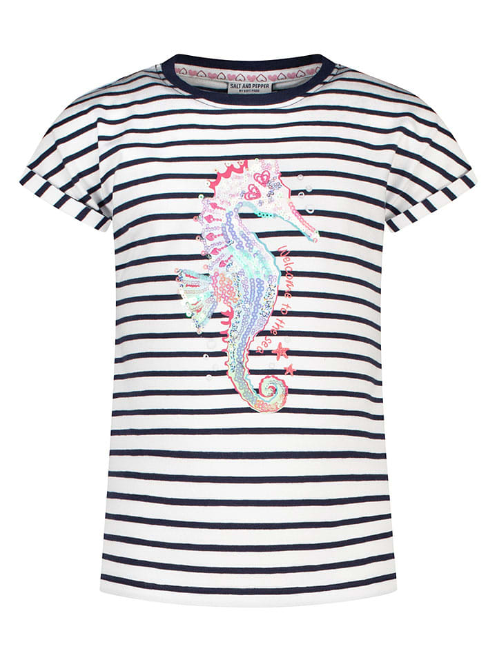 Shirt wit/donkerblauw