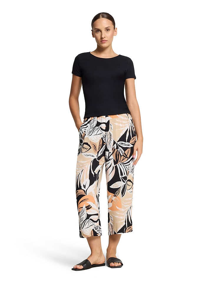 Hose in Beige/ Schwarz/ Apricot
