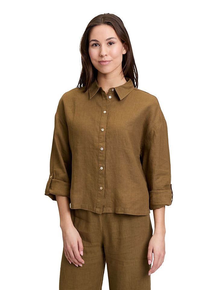 Linnen blouse lichtbruin