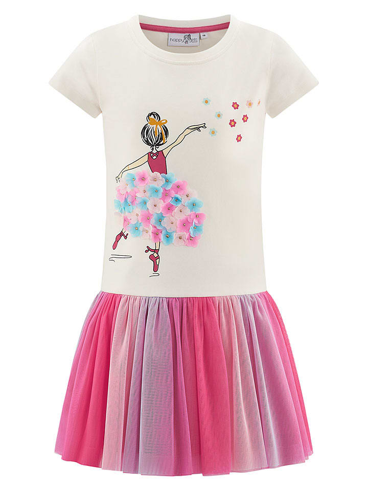 Kleid in Creme/ Pink
