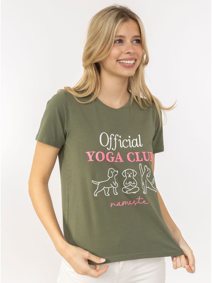 Koszulka "Yoga Club" w kolorze khaki