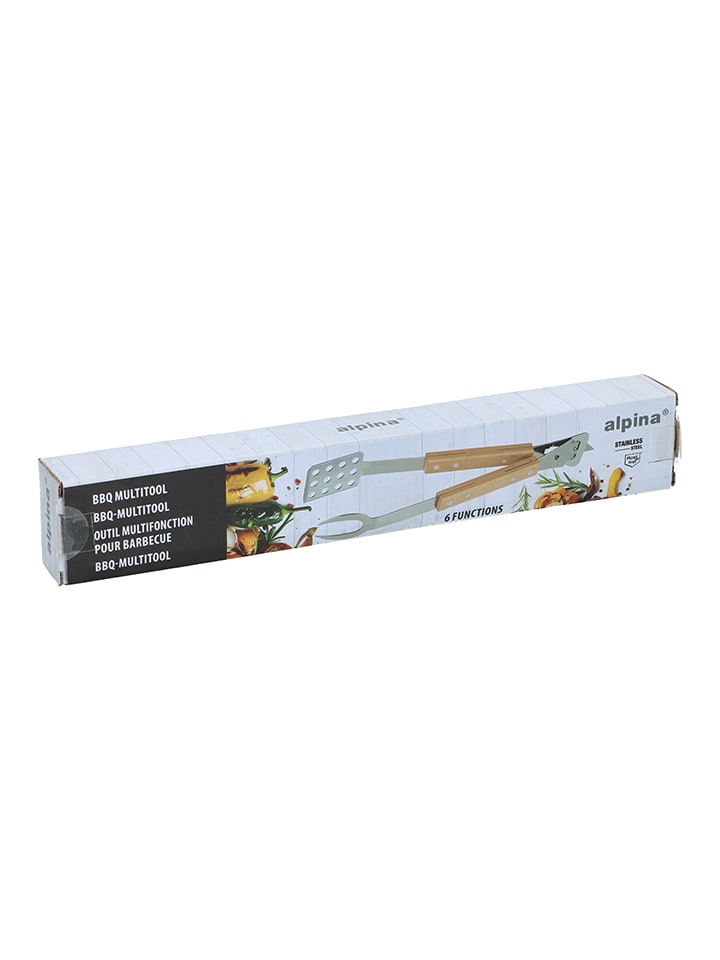 Narzędzie wielofunkcyjne 6w1 w kolorze srebrno-jasnobrązowym - dł. 36 cm