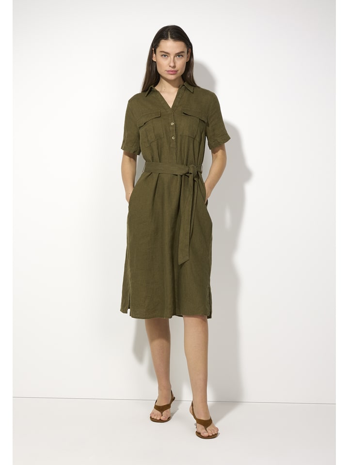 Leinen-Kleid in Khaki