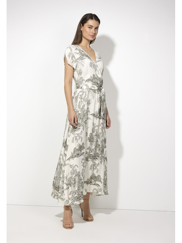 Kleid in Creme/ Grün