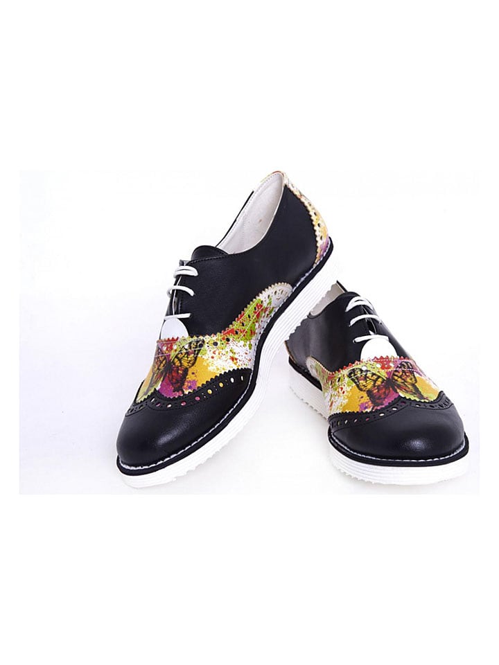 Schnürschuhe in Schwarz/ Bunt