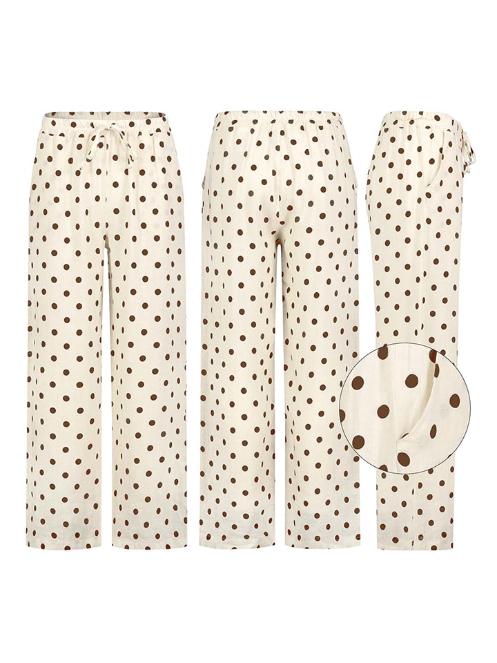 Broek crème/bruin