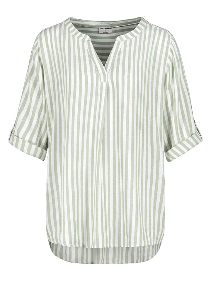 Bluse in Grün/ Weiß