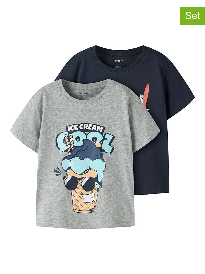 2-delige set: Shirts "Vagno" grijs/donkerblauw