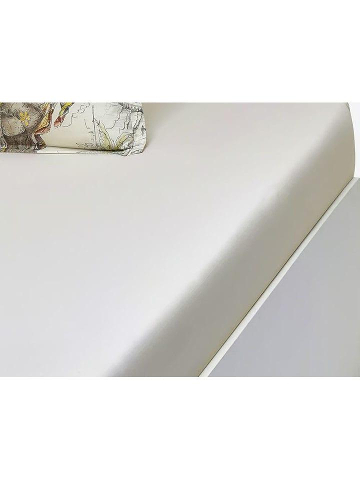 Perkal-Spannbettlaken ''A Pondichery'' in Creme
