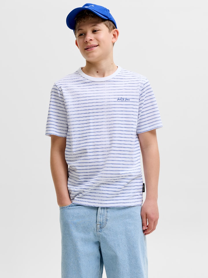 Shirt "Devin" wit/blauw