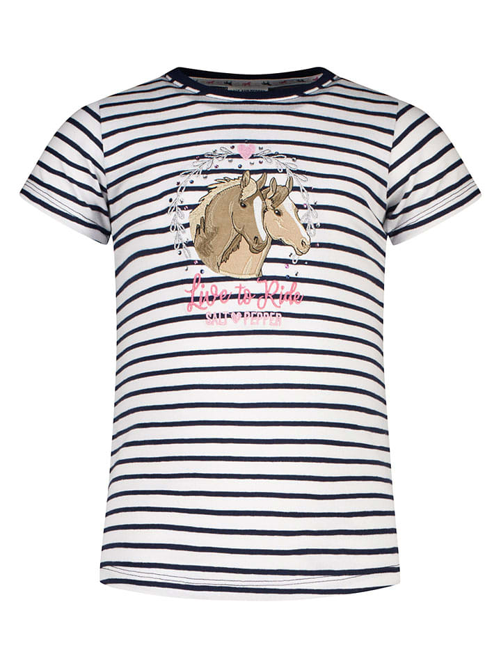 Shirt in Dunkelblau/ Weiß