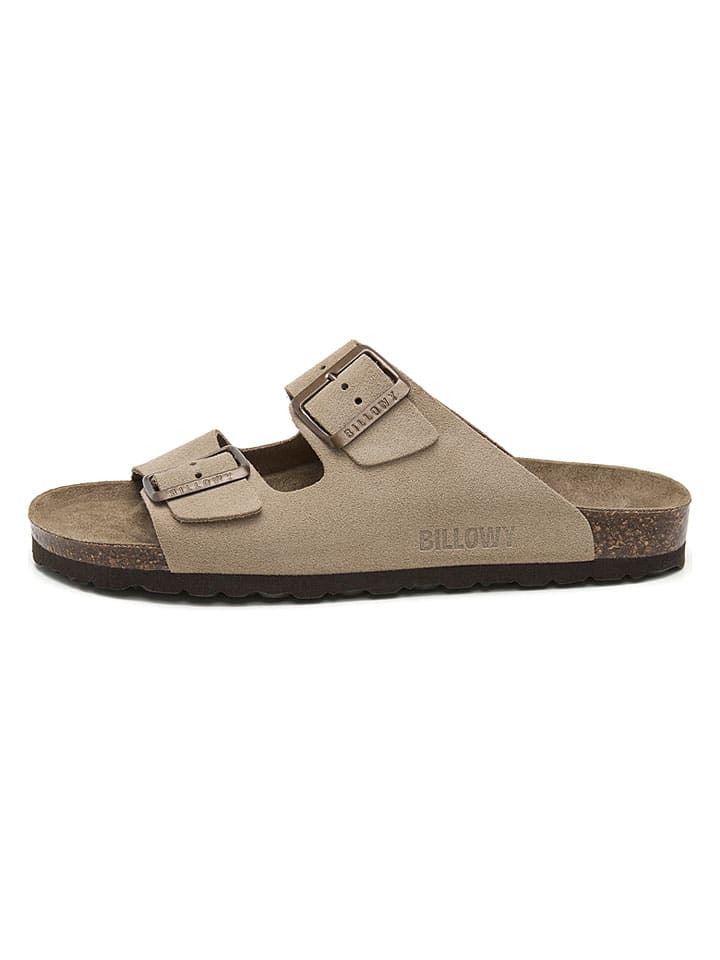 Leren slippers taupe