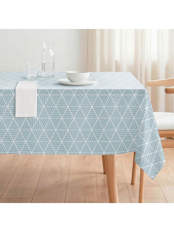 Tischdecke "Ciel" in Türkis/ Weiß