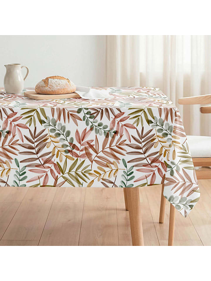 Tischdecke "Umbria" in Weiß/ Hellbraun