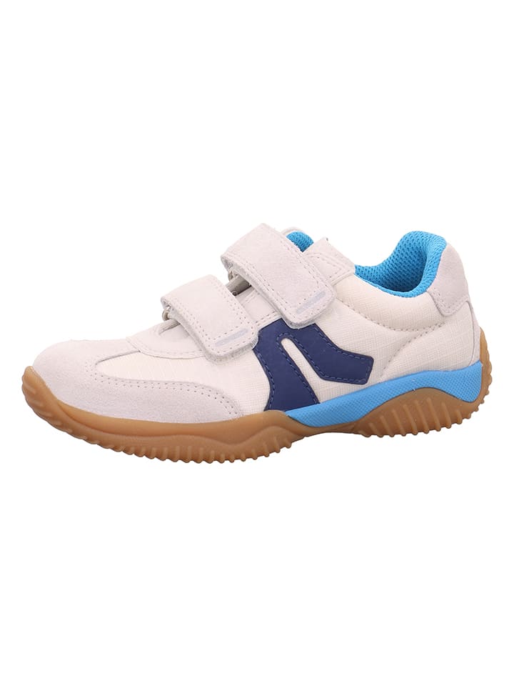 Leren sneakers "Storm" crème/lichtblauw
