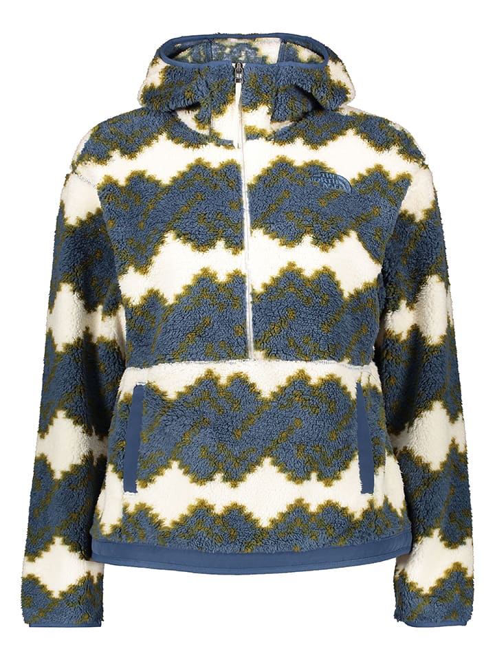 Fleecepullover "Campshire" in Blau/ Creme