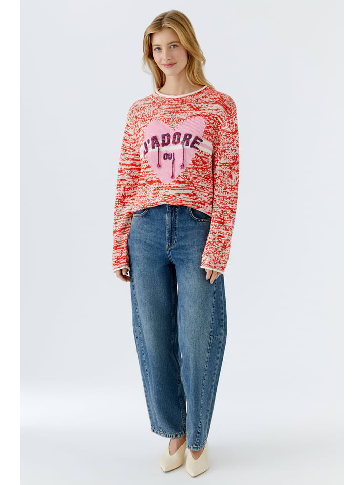 Pullover in Rot/ Weiß/ Rosa