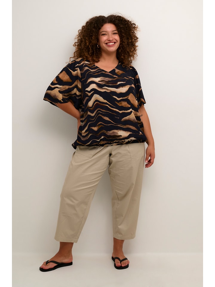 Bluse in Schwarz/ Hellbraun