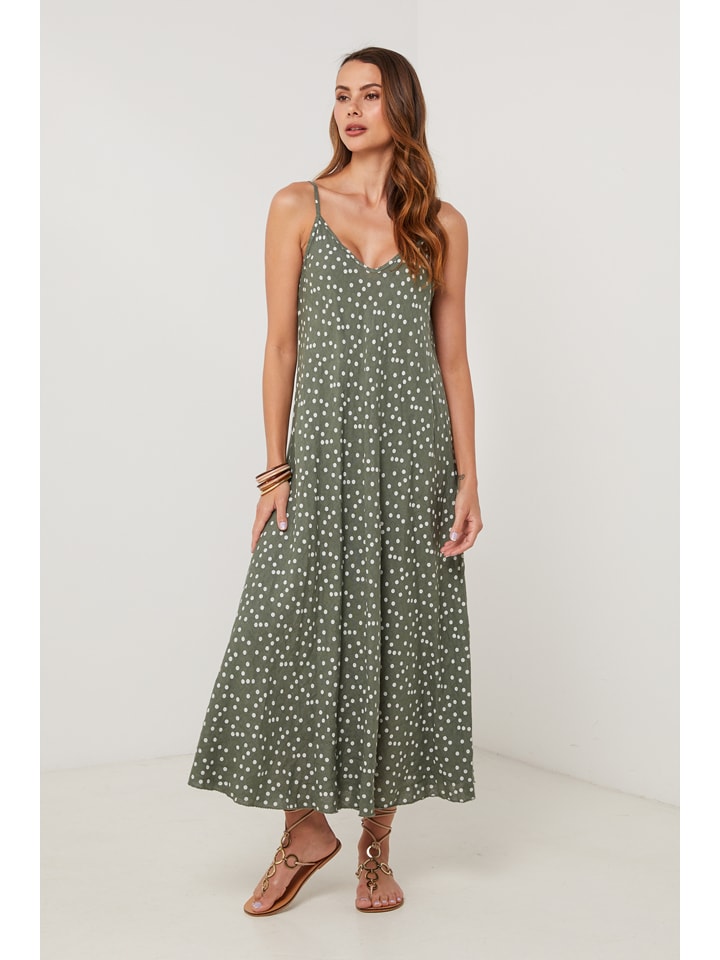 Leinen-Kleid in Khaki