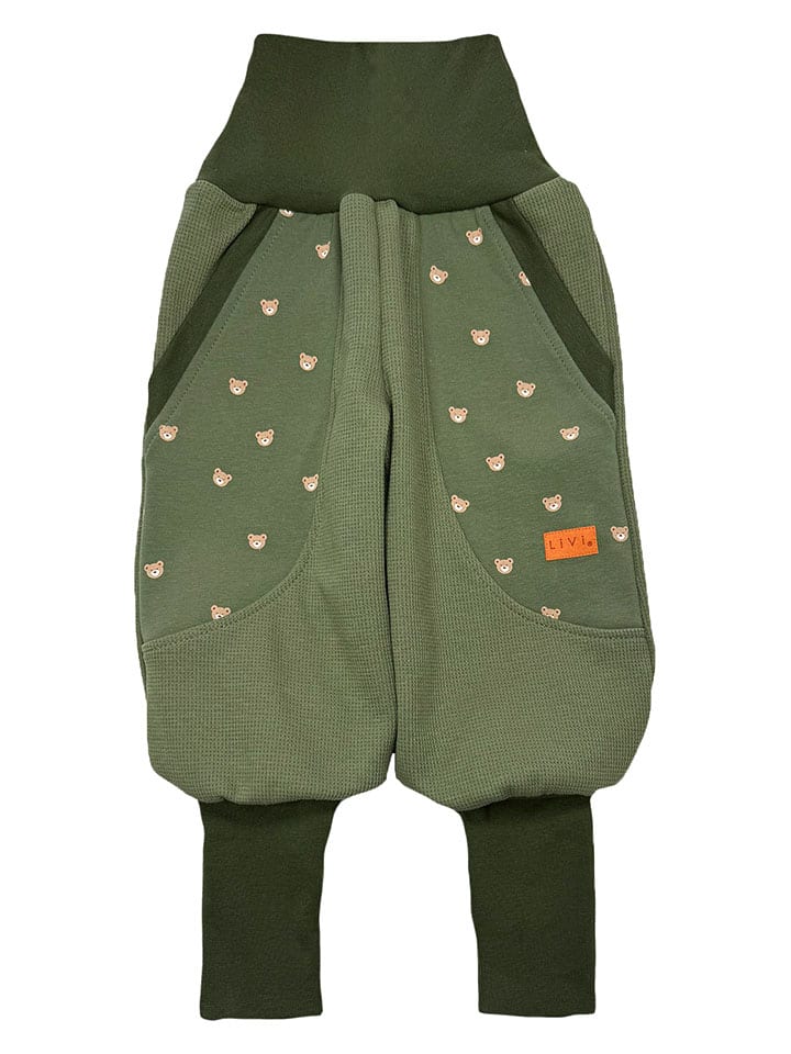 Spodnie "Waffeljersey Khaki Bear" w kolorze khaki