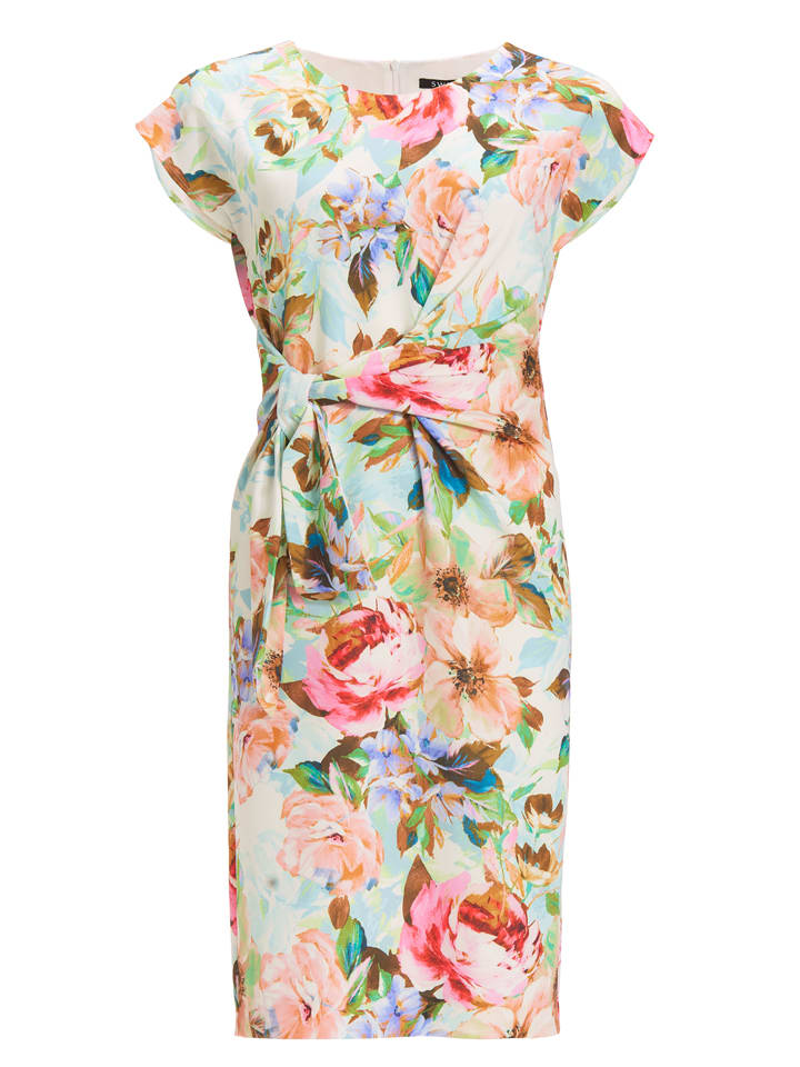 Kleid in Creme/ Bunt