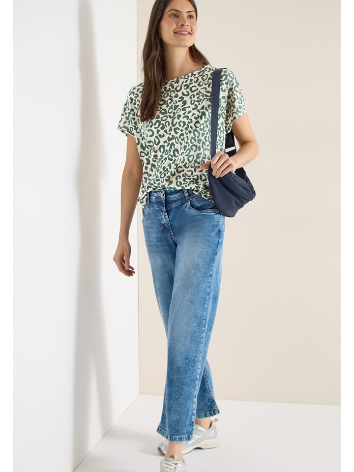 Shirt in Beige/ Grün