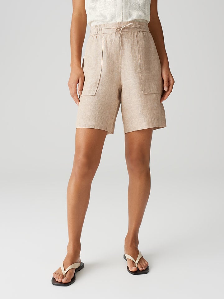 Leinen-Shorts in Beige